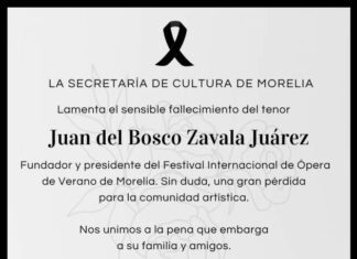 Lamenta SeCultura Morelia fallecimiento del tenor Juan del Bosco