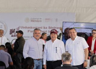 Morón, Godoy y Barragán junto a Sheinbaum en la presentación del Plan de Justicia para el pueblo P’urhépecha